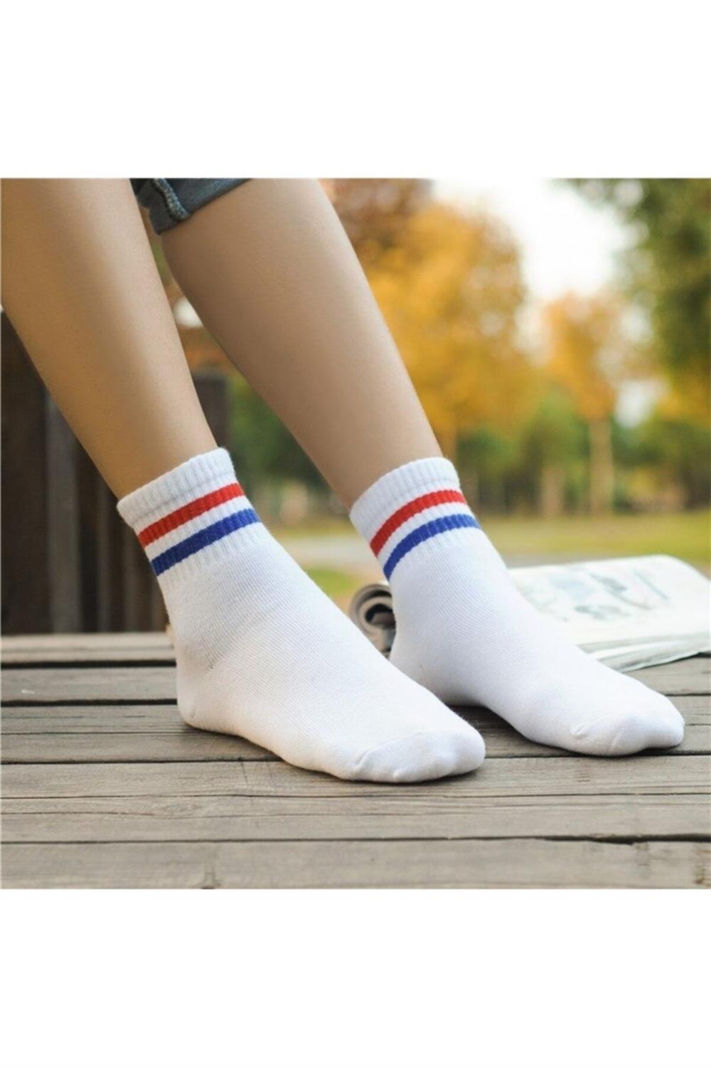 Unisex Çemberli Kolej Desen Çorap 6'lı