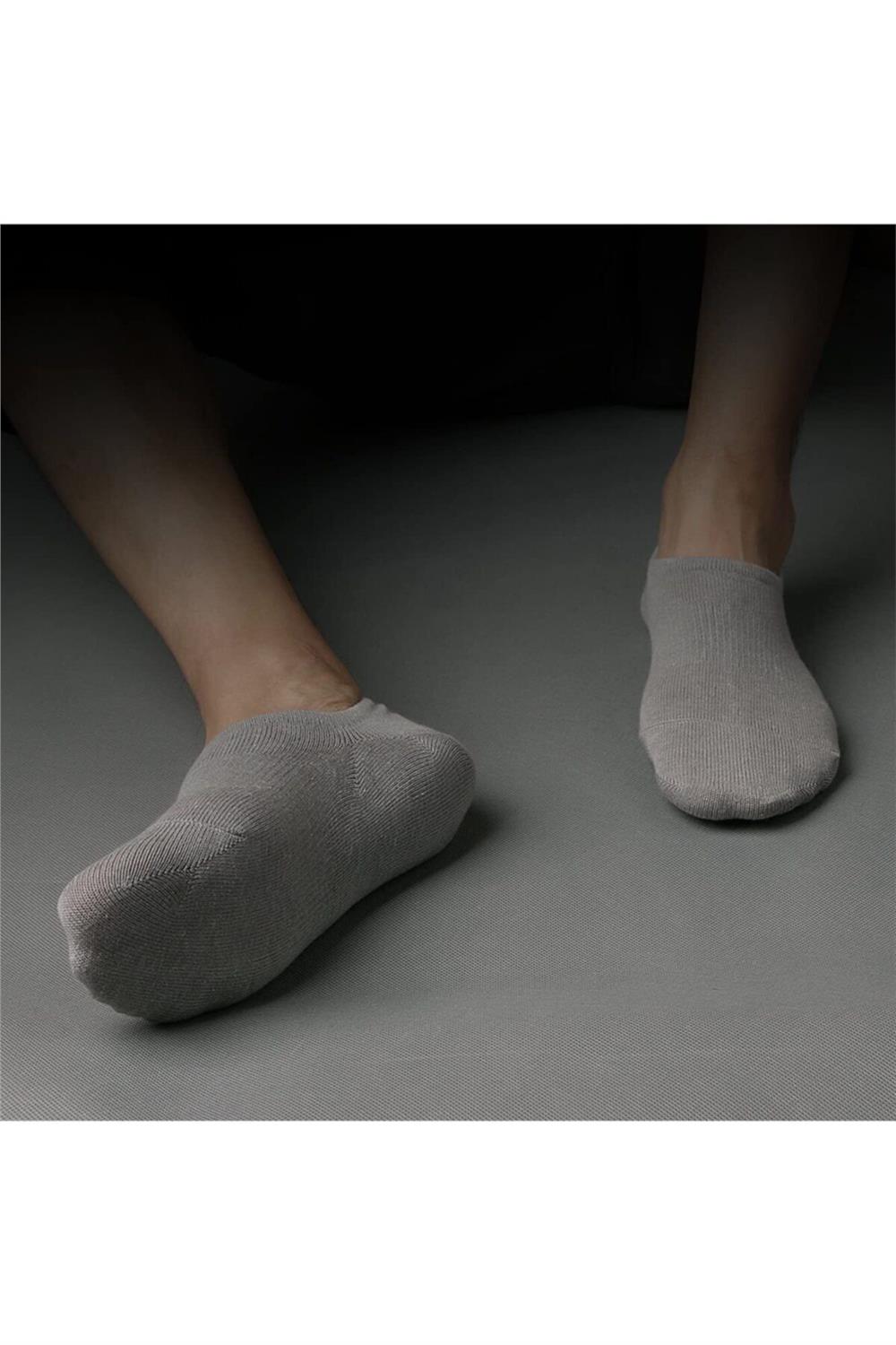 Unisex Görünmez Gri Sneakers Çorap Görünmez Çorap 6 Adet