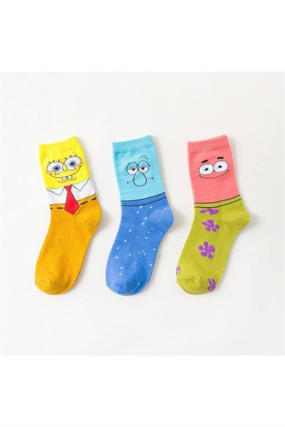 Unisex Karışık Renkli Funny Tenis Çorabı 3' Lü