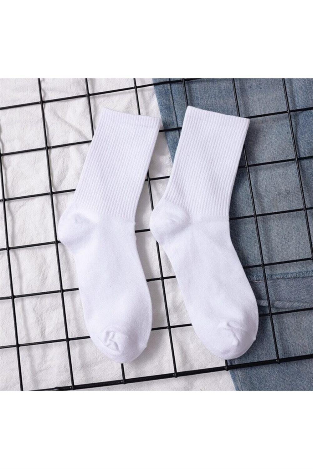 Unisex Kolej Düz Desensiz Çorap 6 Adet