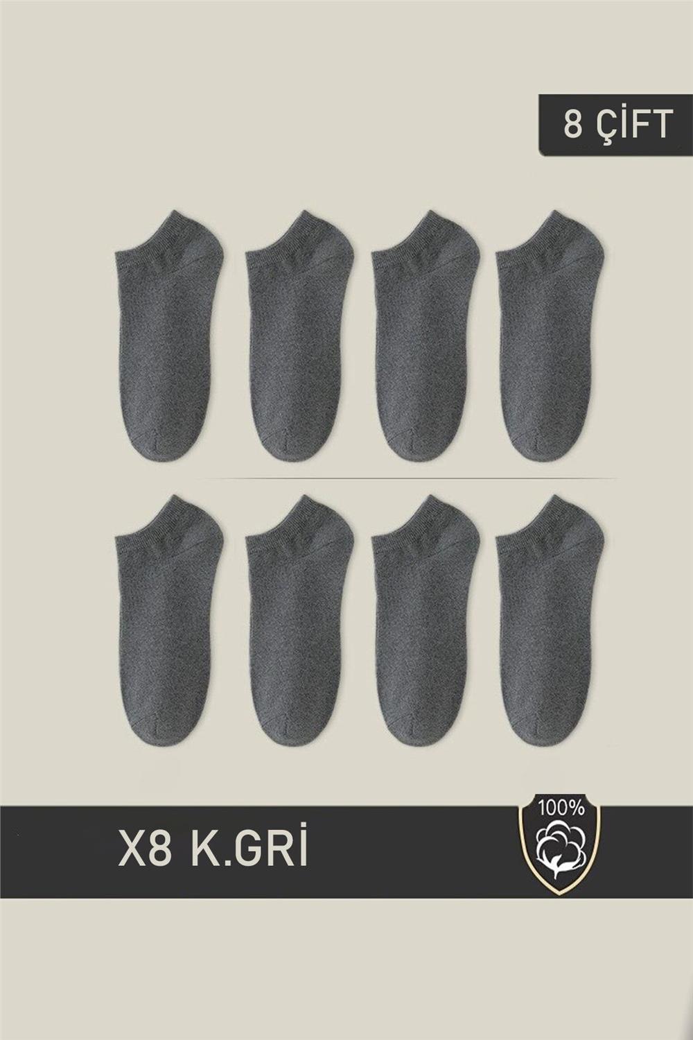 Unisex Patik Çorap 8 Çift Füme (8 ÇİFT)