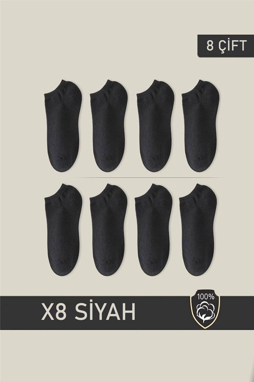 Unisex Patik Çorap 8 Çift Siyah (8 ÇİFT)