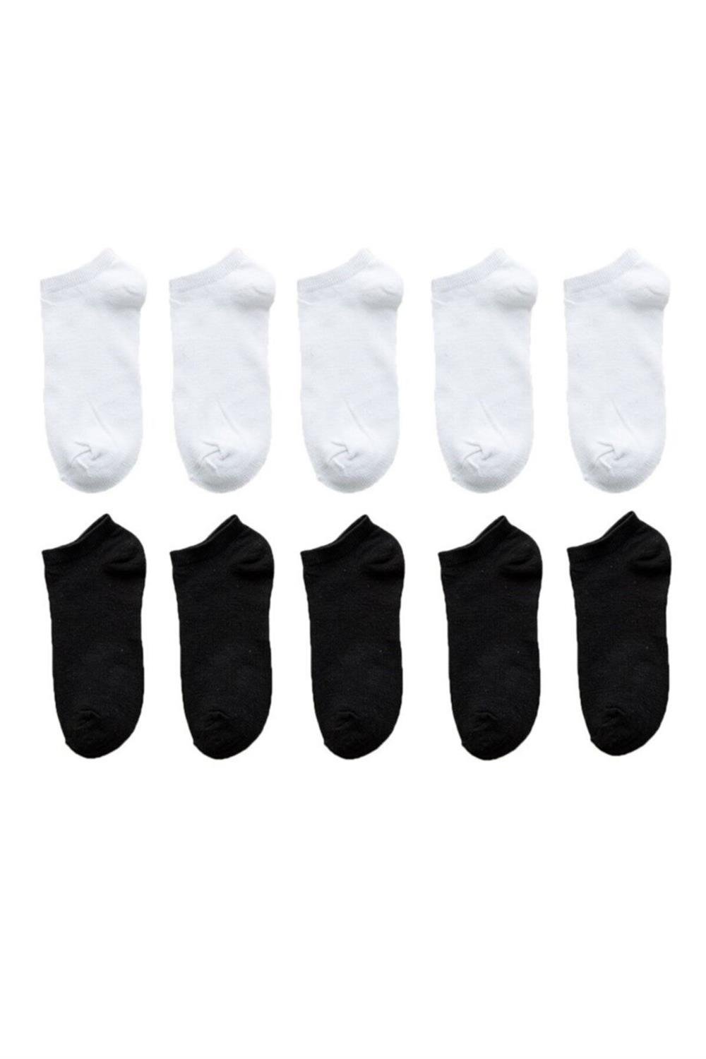 Unisex Siyah+beyaz Koton 72 Çift Patik Ekonomik Fiyat Toptan Satış