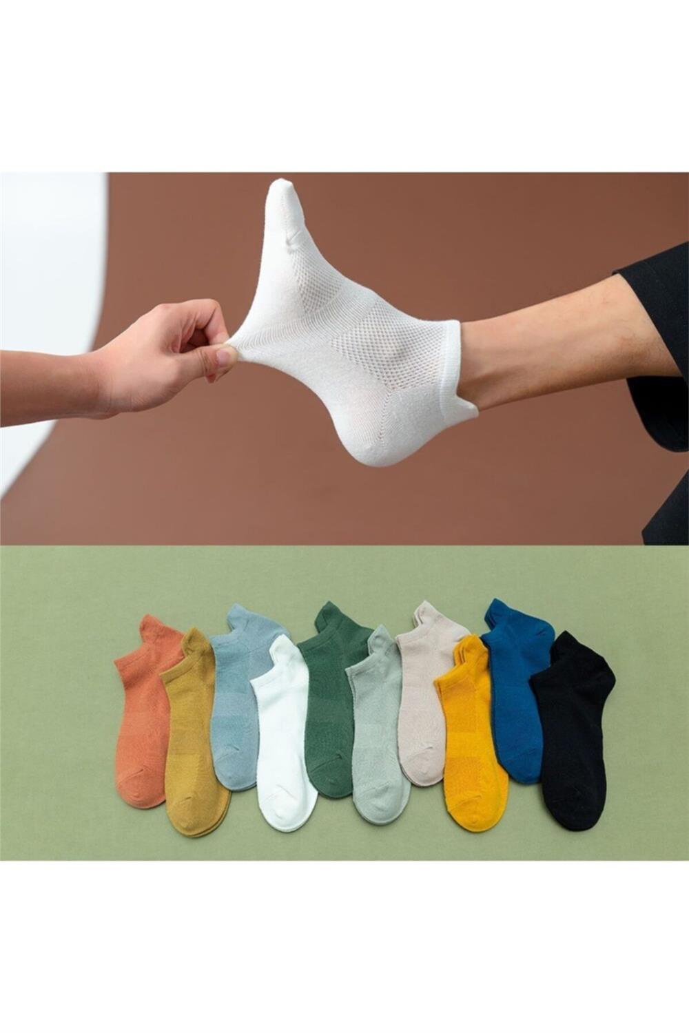 Unisex Spor Patik Renkli 10 Çift