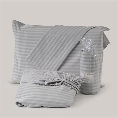 Gri Renk Pamuklu Saten Fitted Çift Kişilik Çarşaf Takımı (160x200cm)
