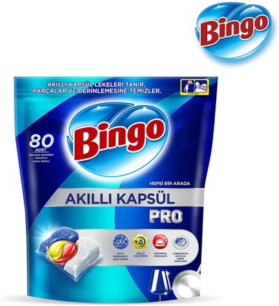 Bingo Akıllı Kapsül Pro Bulaşık Makinesi Deterjanı Tableti 80'li 
