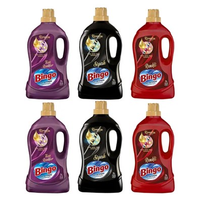 Bingo sıvı çamaşır deterjanı 3lt siyah+3lt renkli+3lt onarım toplam 9lt