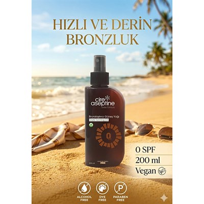 Cire Aseptine Bronzlaştırıcı Güneş Yağı 0 Spf 200 Ml