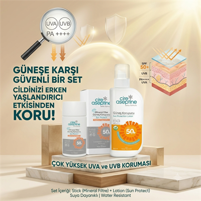 Cire Aseptine Güneş Koruyucu Krem 50 SPF 200 ml + Mineral Filtreli Güneş Koruyucu (50 ml)