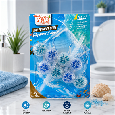 Miss Cleaning WC Tuvalet Blok 4 Etki 2×550 gr – Okyanus Esintisi