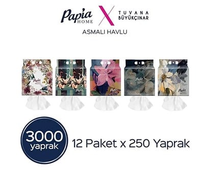 Papia Home Asmalı Havlu 3000 Yaprak (12 Adet)