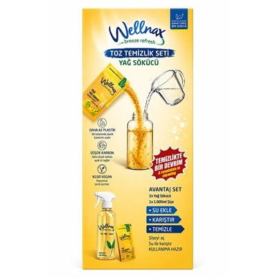 Wellnax Yağ Sökücü Toz Temizlik Seti 1 Ad. toz Yağ Sökücü + 1 Ad. 1000ml Şişe