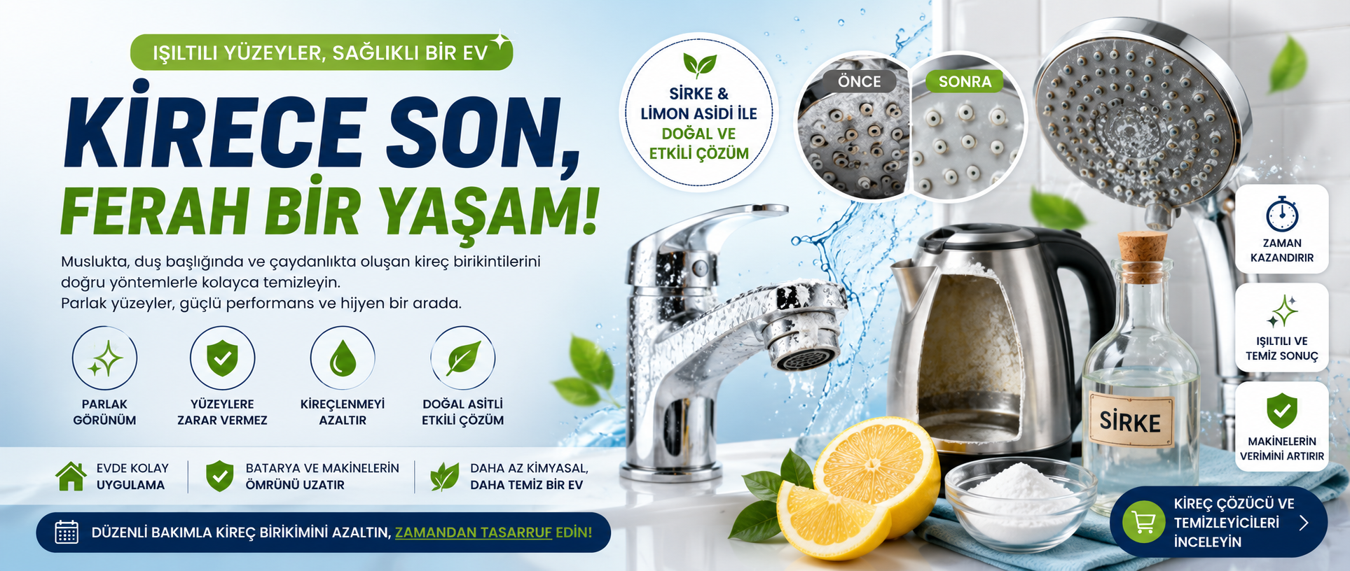 Kireç Nasıl Çözülür? Musluk, Batarya ve Duş Başlığı Rehberi