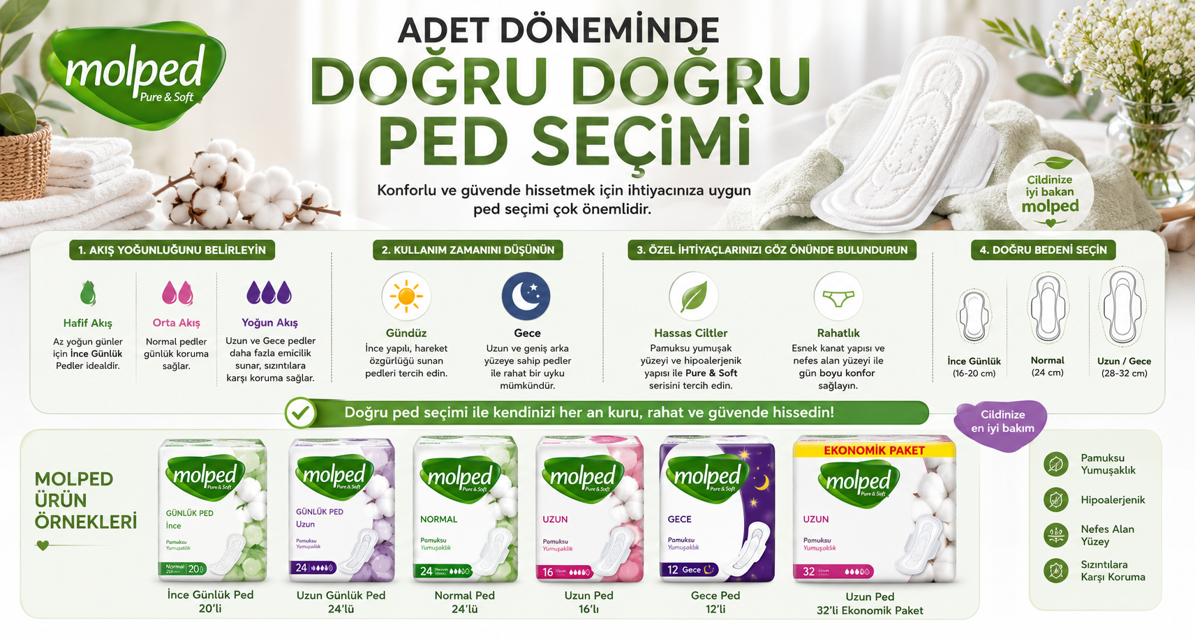 Ped boyları: normal, uzun ve gece — ne zaman hangisi?