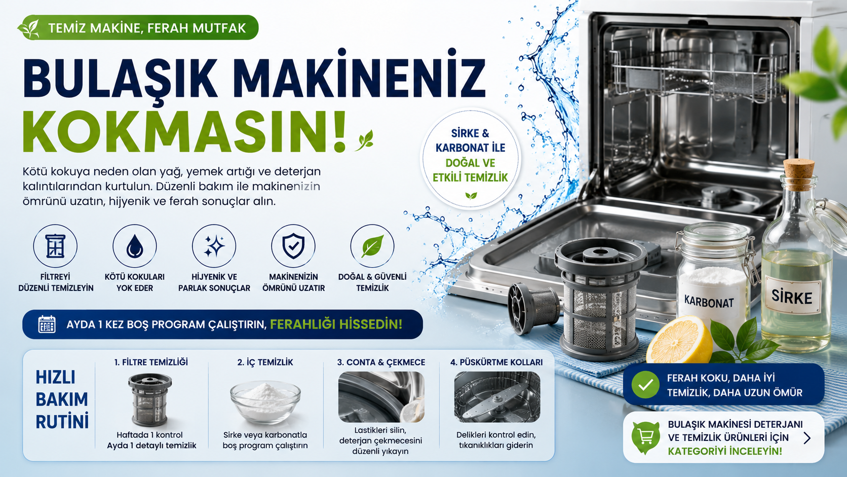 Bulaşık Makineniz Neden Kokuyor? Filtre ve İç Bakım Rehberi