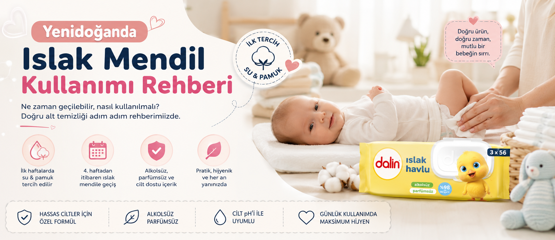 bebekte ıslak mendil kullanımı