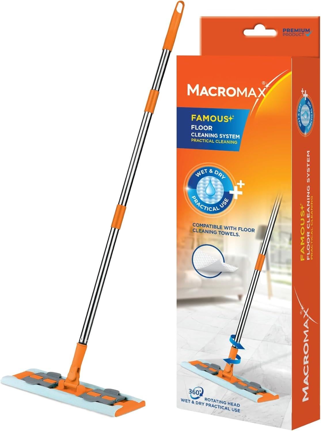 Macromax Famous + Düz Mop Yer Temizlik Sistemi
