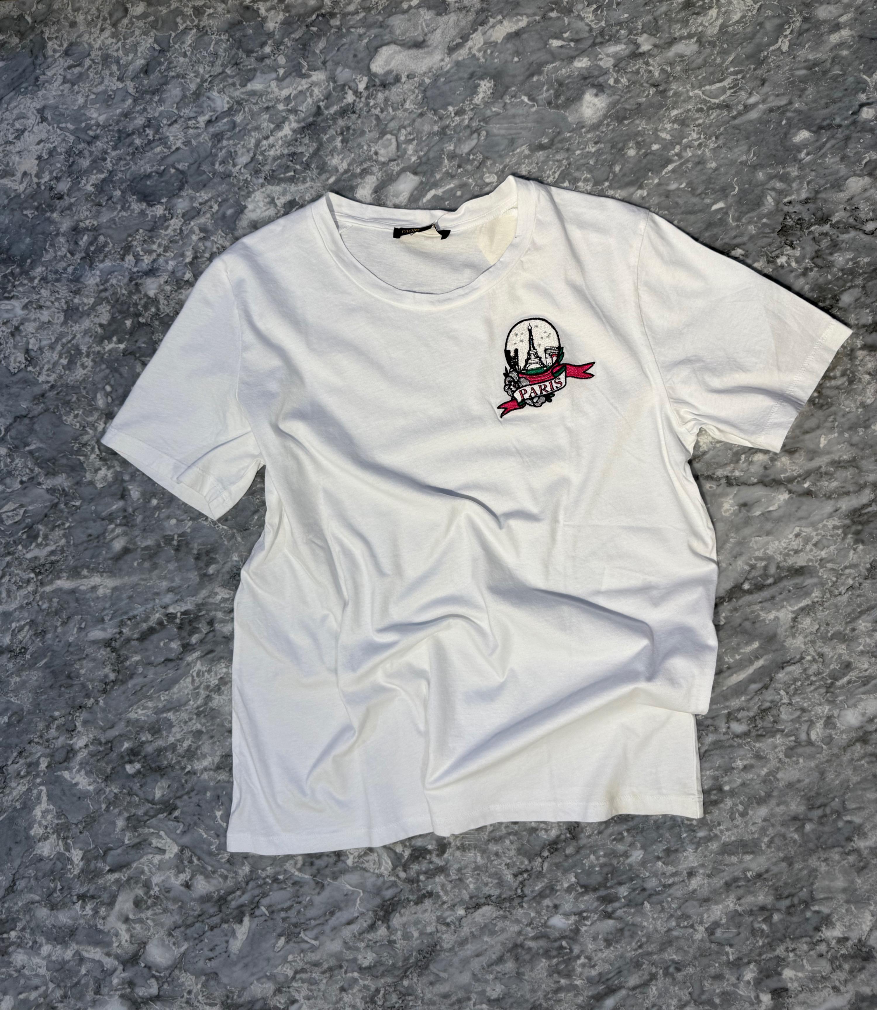 Paris Baskılı Beyaz T-shirt