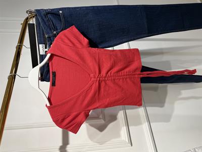 AllSaints Kırmızı Büzgülü Crop Bluz
