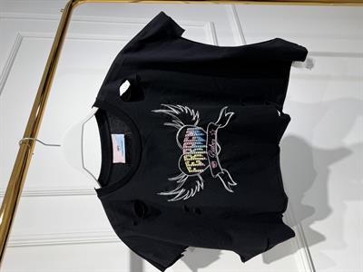 Chiara Ferragni Yırtık Detaylı Siyah T-shirt