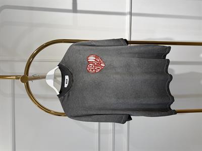 Gri Kalp Yazılı Oversize T-shirt