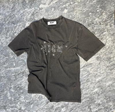 Taş Detaylı Gri T-shirt
