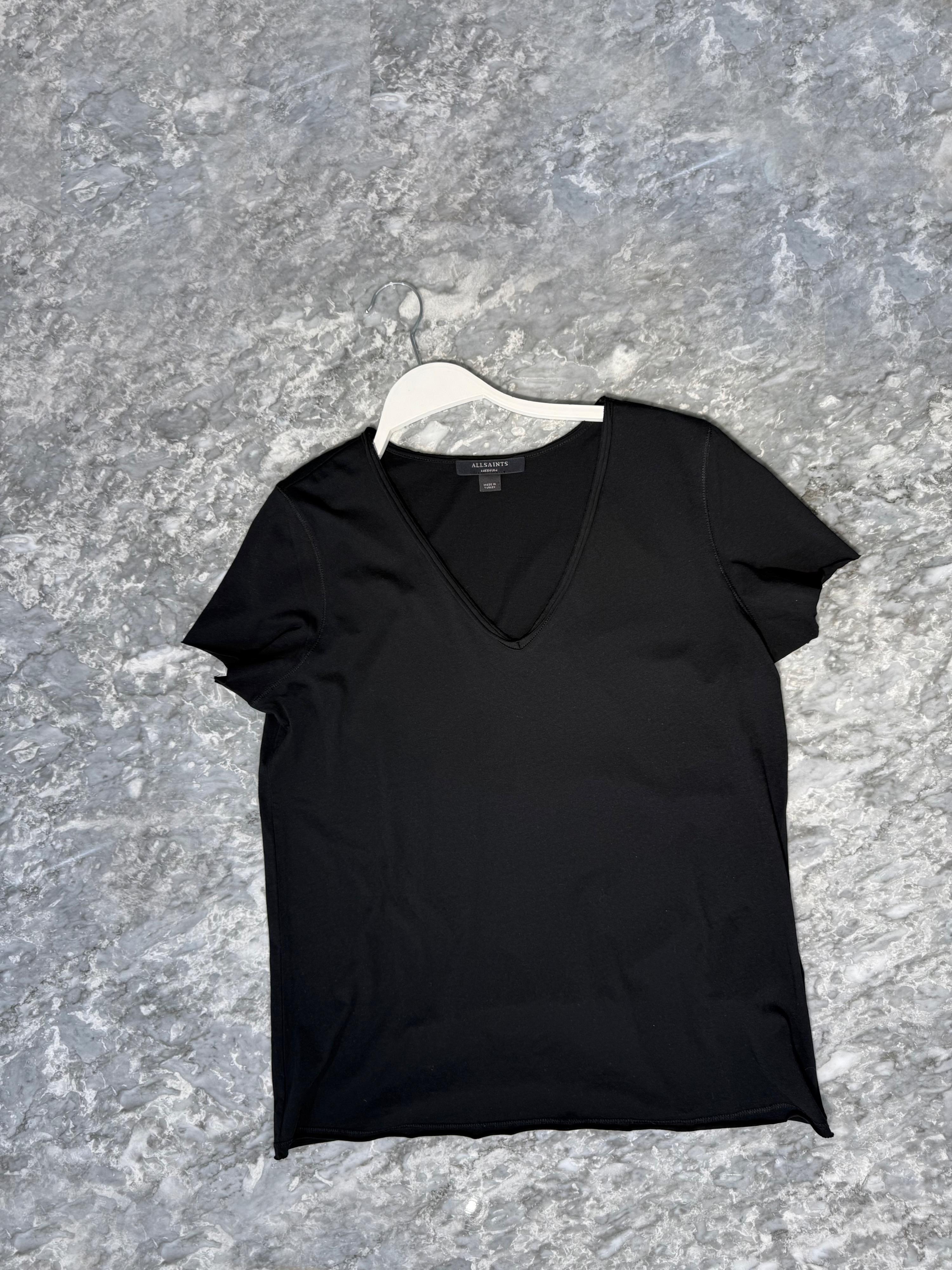 AllSaints V Yaka Basic Siyah T-shirt