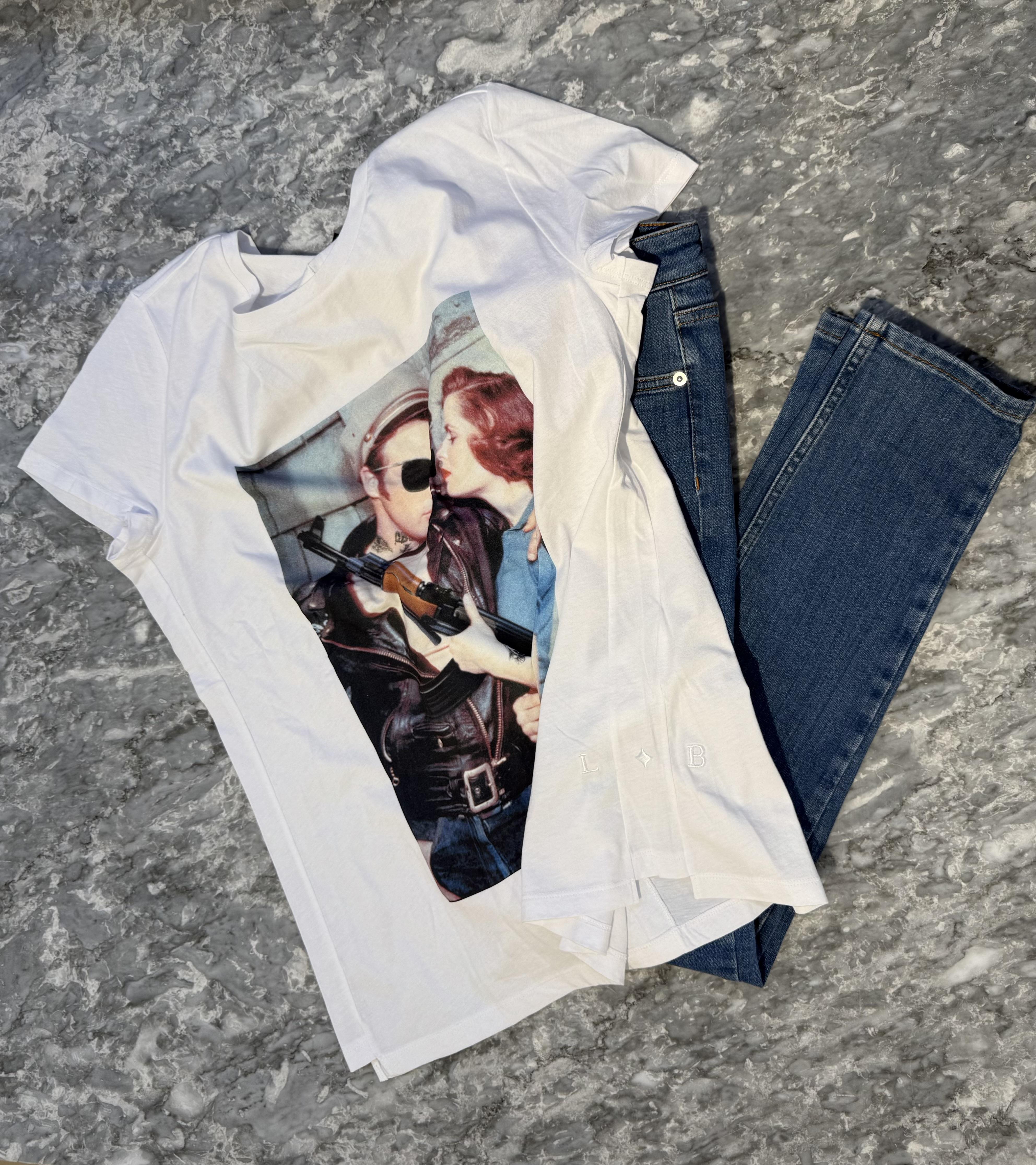 Baskılı Beyaz T-shirt