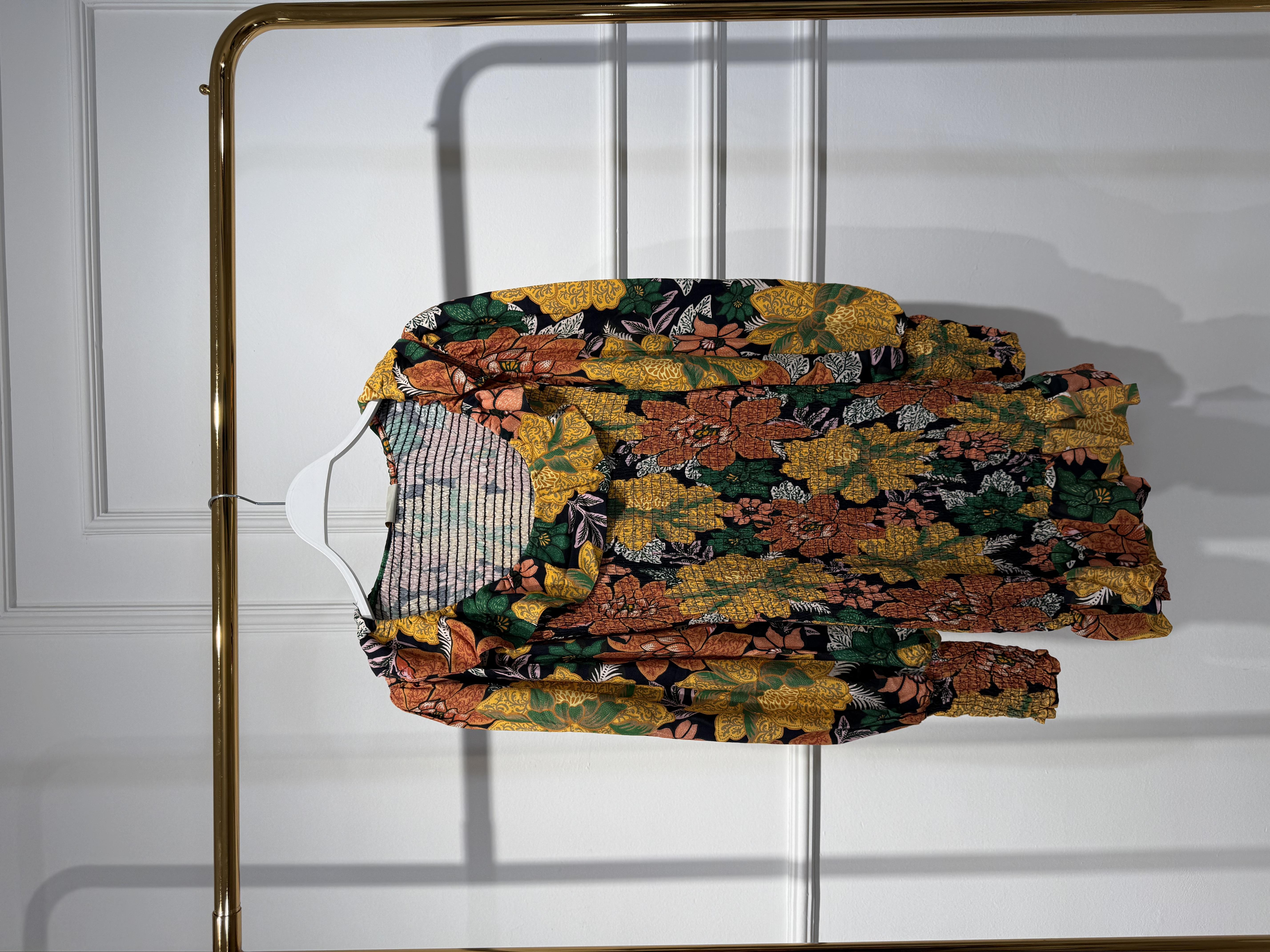 Çiçek Desenli Volanlı Mini Elbise