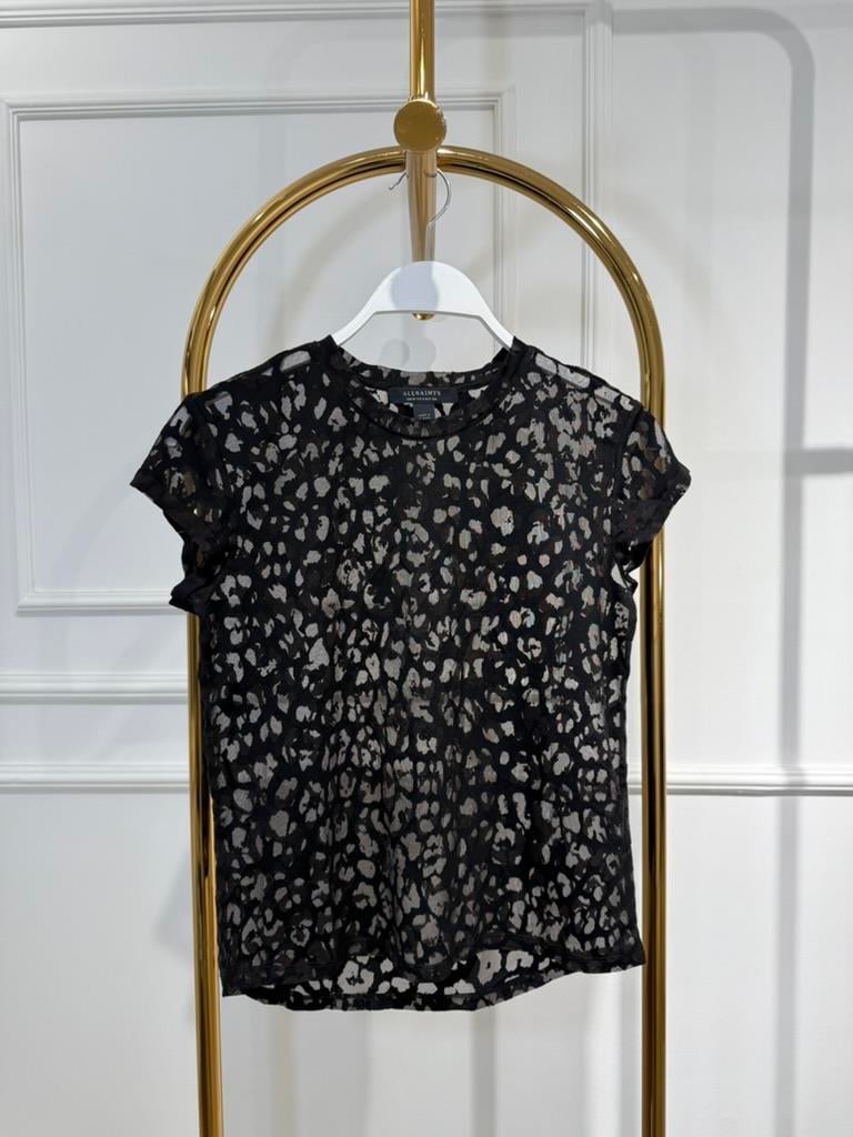 Leopar Desenli Transparan Bluz