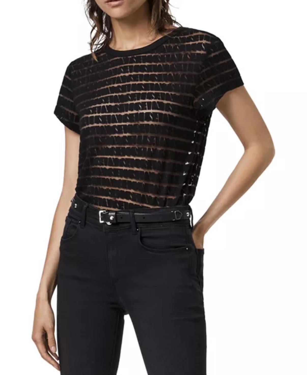 Siyah Desenli Transparan T-shirt