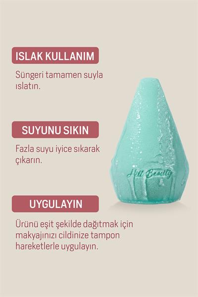 Profesyonel Makyaj Süngeri Non-Latex Mint-2 Cut