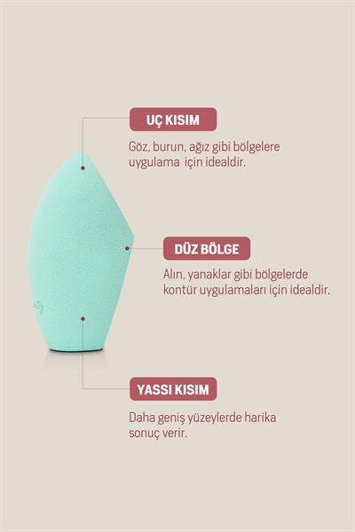 Profesyonel Makyaj Süngeri Non-Latex Mint-3 Cut