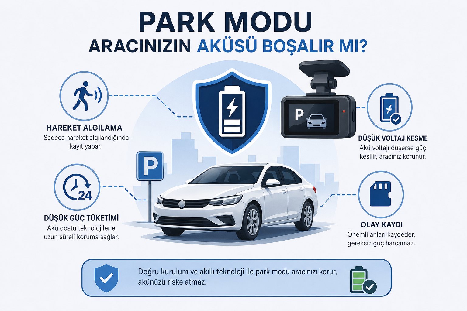 park modunda araç aküsü
