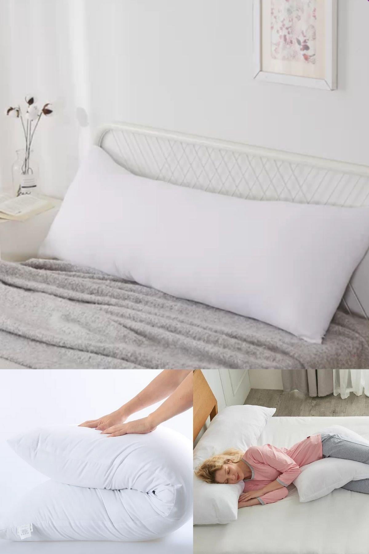 1.Kalite Boncuk Elyaf Dolgulu Dolgun Rahat Yan Yatış Ve Hamile Yastığı Uzun Yastık 40x120 - 1300gr