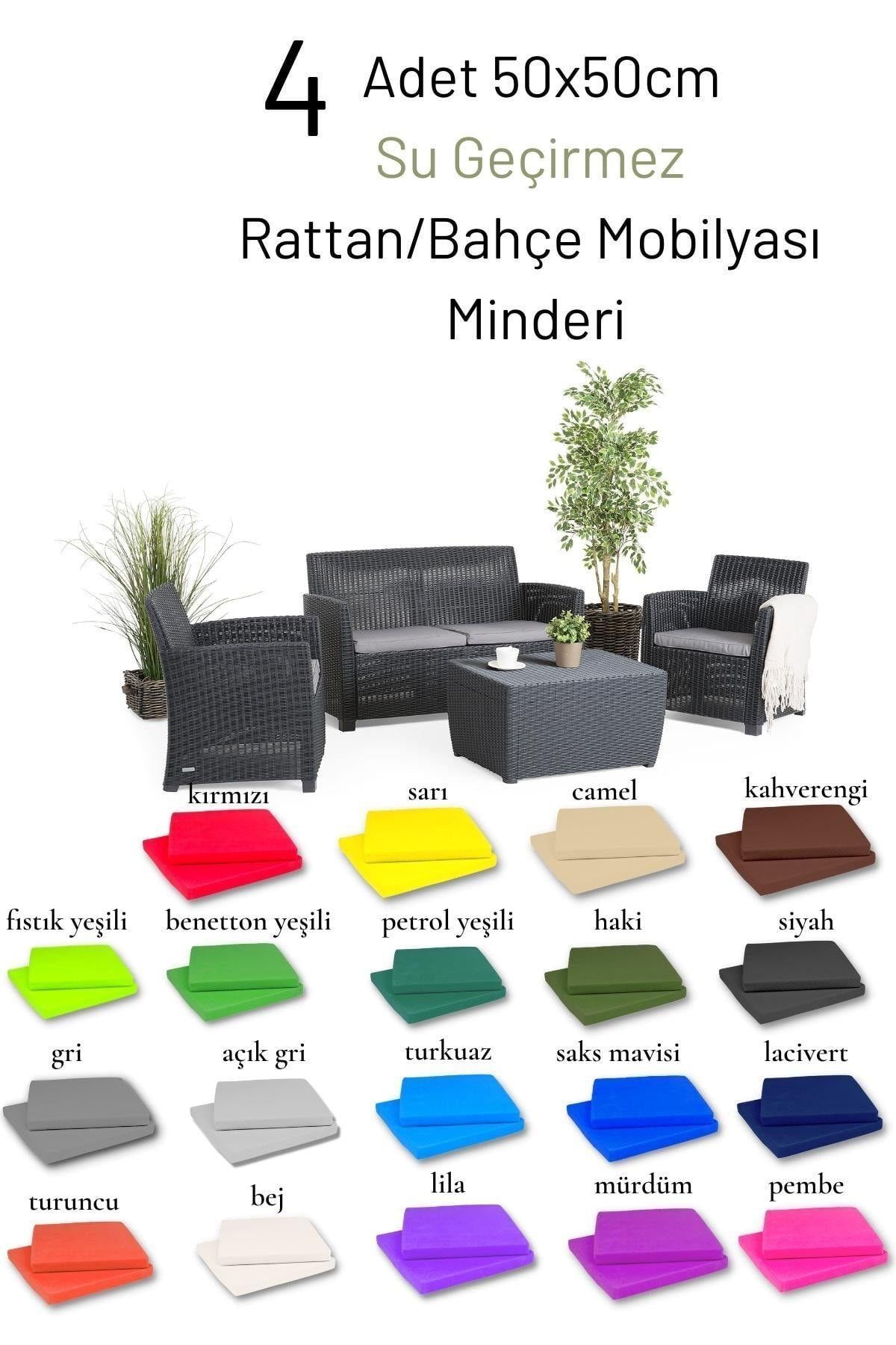 Bahce Mobilyasi Minderi 4' Lü 50x50x4 Cm Set Açık Gri