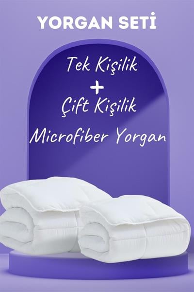 Microfiber Yorgan Seti 1 Adet Tek Kişilik Yorgan + 1 Adet Çift Kişilik Yorgan