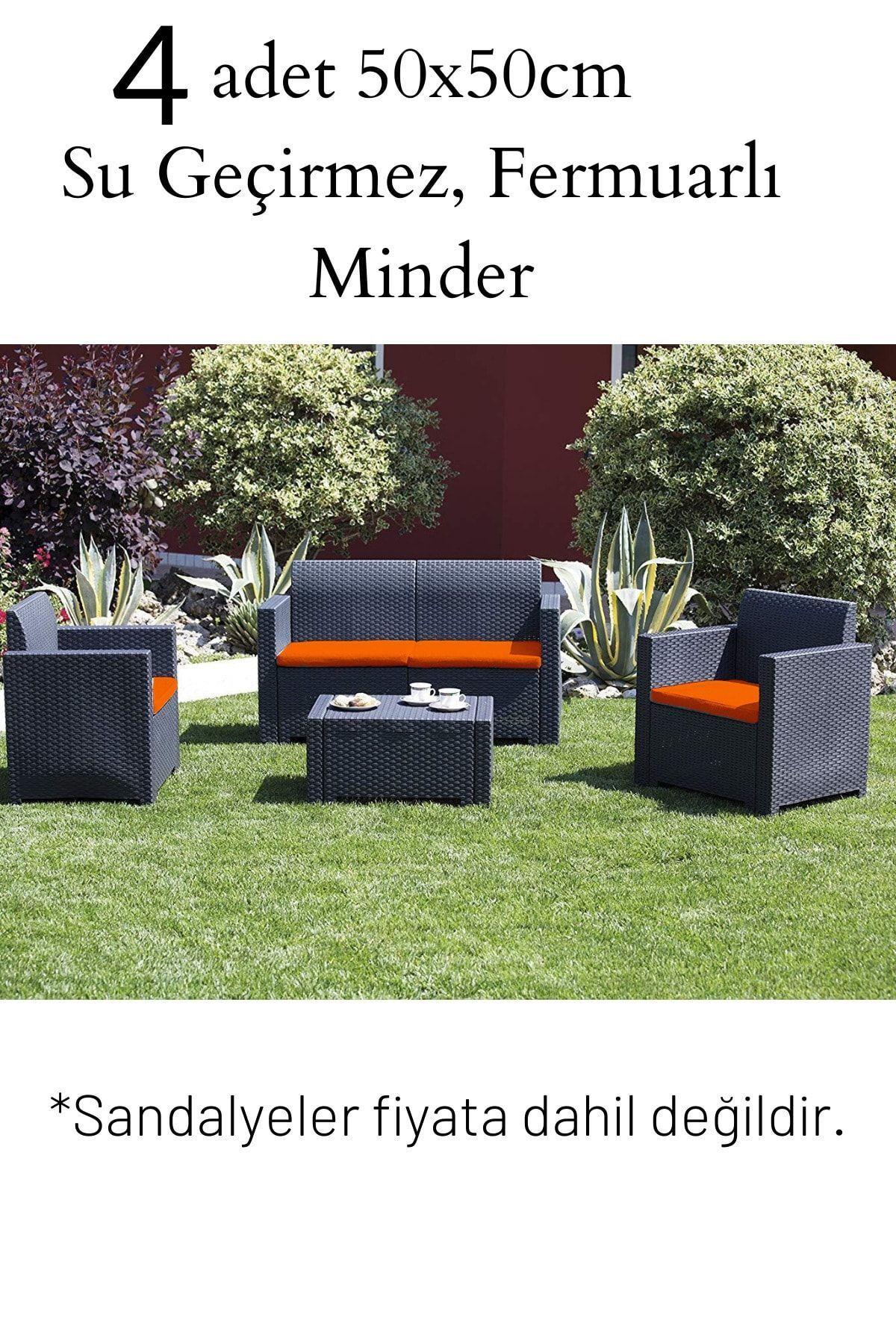 Bahce Mobilyasi Minderi 4' Lü 50x50x4 Cm Set Açık Gri