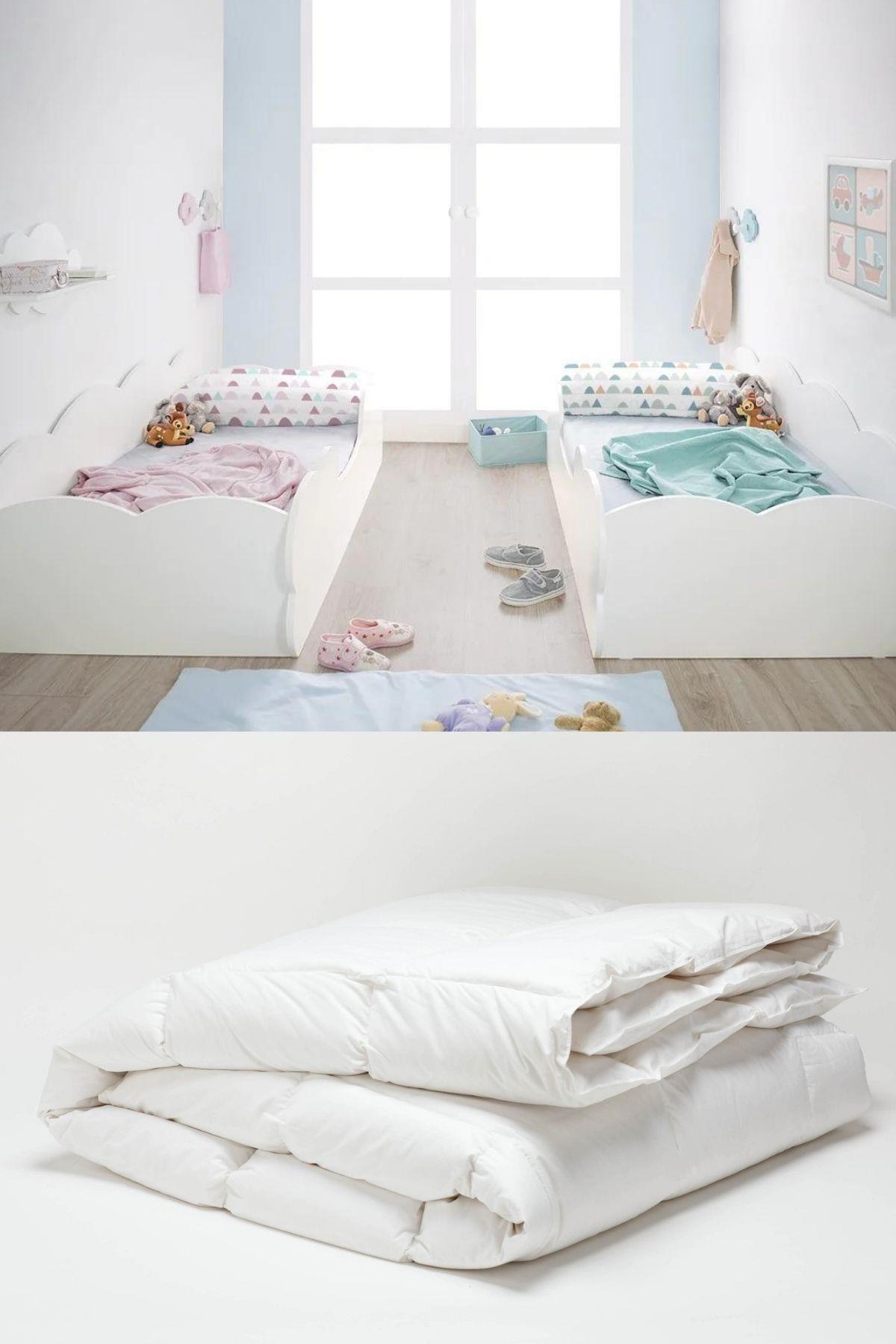 Standart Montessori Beyaz Kapitoneli Yorgan 100x200