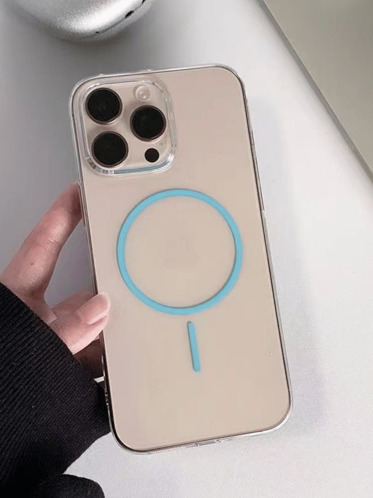 Minimal Blue Şeffaf Magsafe Kılıfı