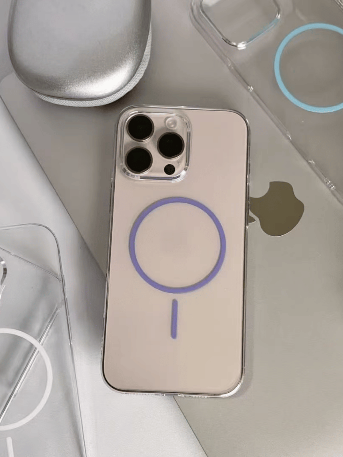 Minimal Purple Şeffaf Magsafe Kılıfı