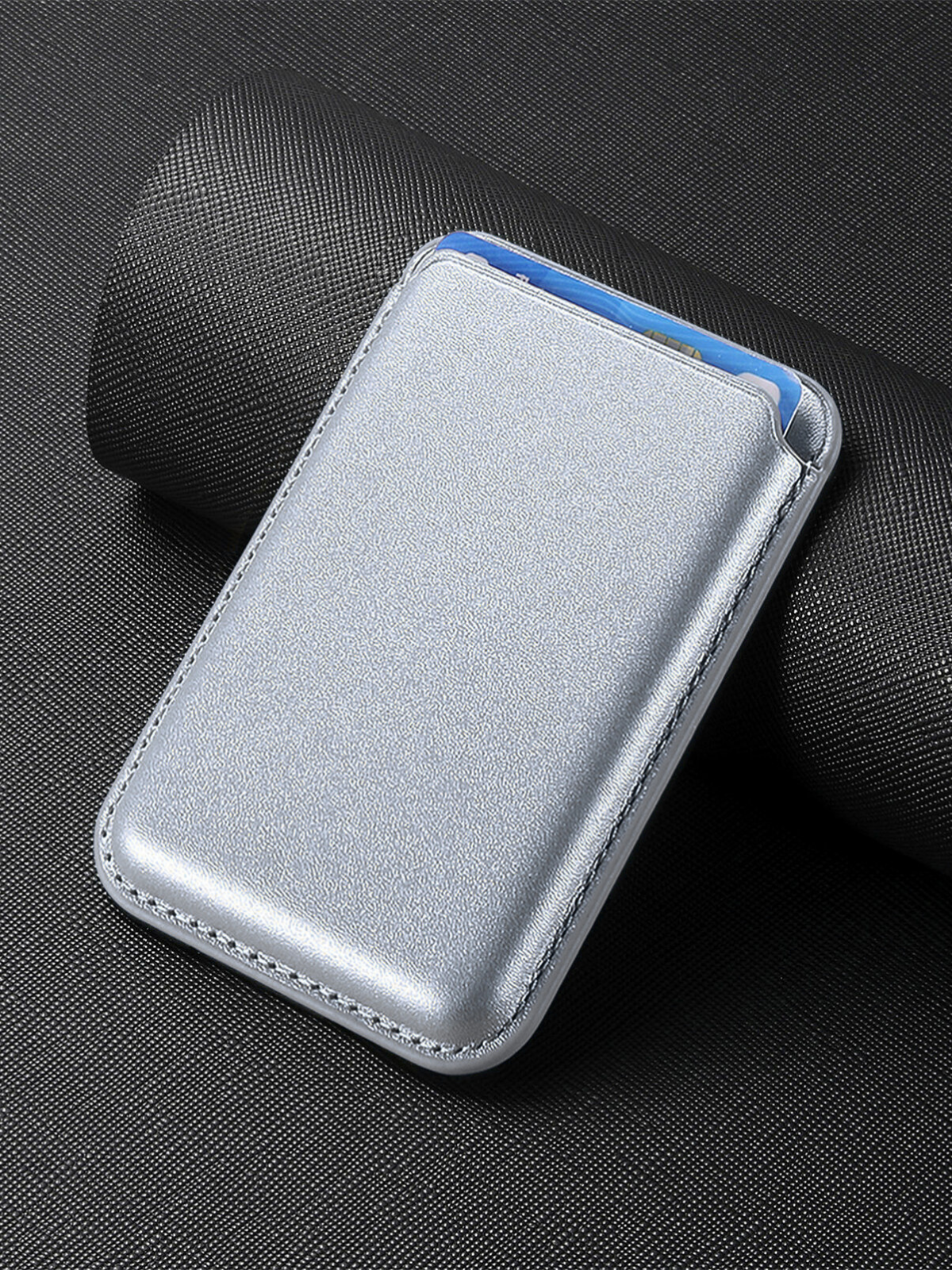 SlimMag Deri MagSafe Uyumlu Kartlık Gümüş