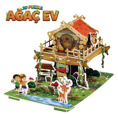 3 Boyutlu Ağaç Ev Puzzle - Yaratıcı ve Eğitici Yapboz