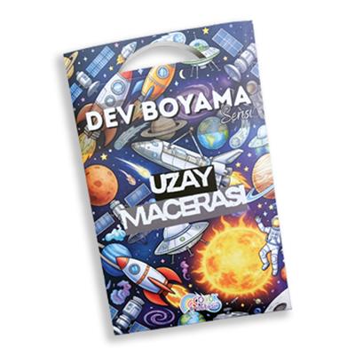 Uzay Macerası - Dev Boyama Kağıdı (100x70 cm) - Çocuklar İçin Eğitici Sanat Etkinliği, 200gr Kalın Kağıt