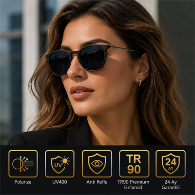 COL 116 Yeni Seri Polarize Kadın Güneş Gözlüğü-Titanyum Sap-Polarize-UV400-Anti Refle 3lü Koruma 52*19*132 Ekartman