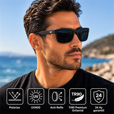 COL 147 Yeni Premium Seri Polarize Erkek Güneş Gözlüğü-Polarize-UV400-Anti Refle 3lü Koruma 55*18*135 Ekartman
