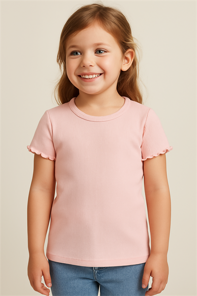 PURE DOTS Kız Çocuk EkoVero Yazlık Toz Pembe Tişört