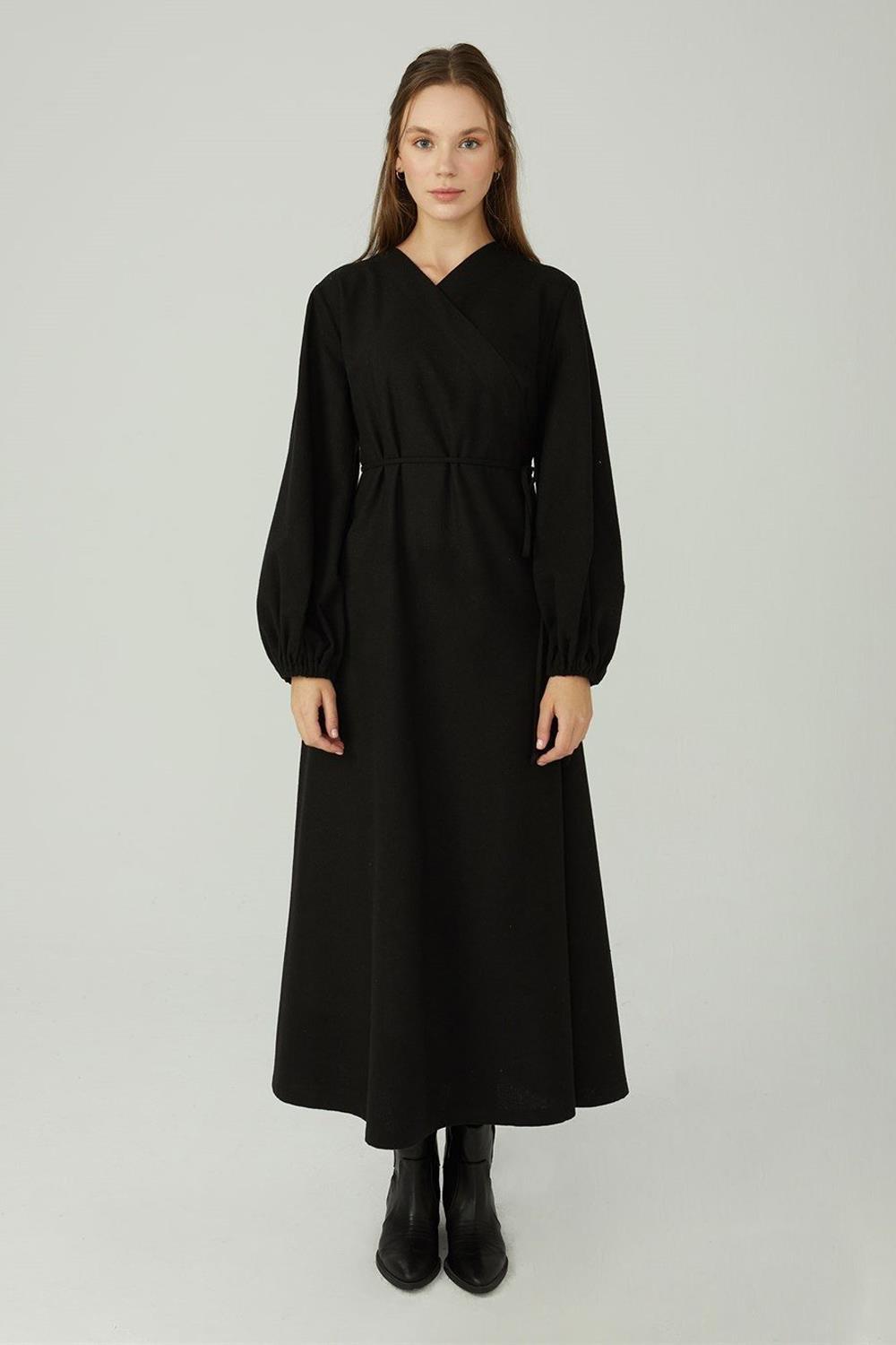 Anvelop Yün Elbise Siyah