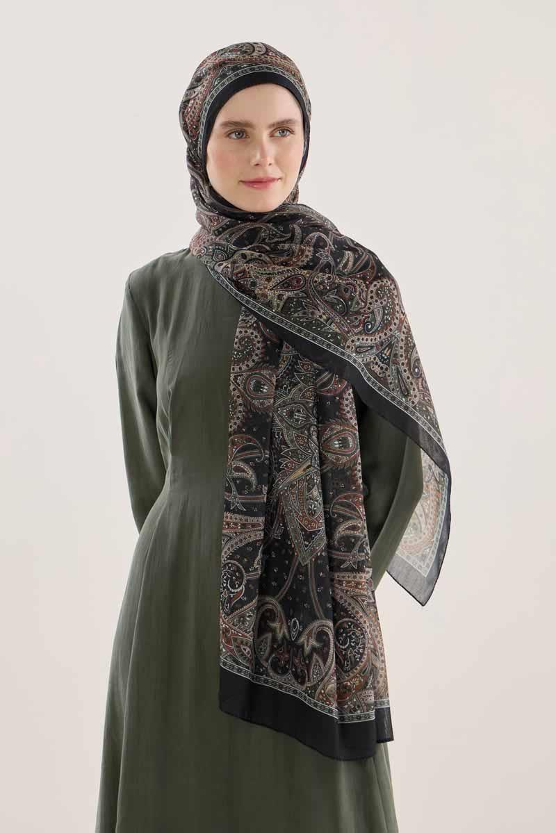 Bohem Şal Siyah-Haki