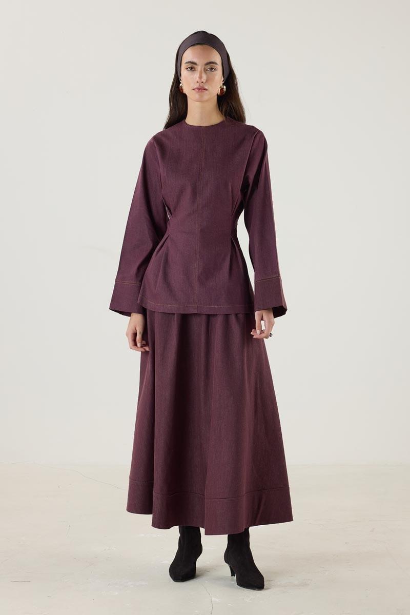 Bordo Kot Bluz, Etek Takım